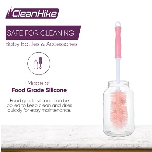 Pink (3) Baby Bottle Silicone Brushes and (30 Pack) Baby Milk Bottle Cleaning Tablets, Baby Water Bottle Tumbler Cleaner