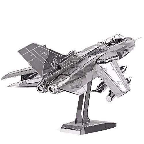 Piececool 3D Metal Puzzle for Adults, Tornado Fighter Jet Military Airplane Models Kits to Build for Teens Men Hobbies Toys DIY Brain Teaser Puzzles, Great Birthday Gifts, 83 Pcs