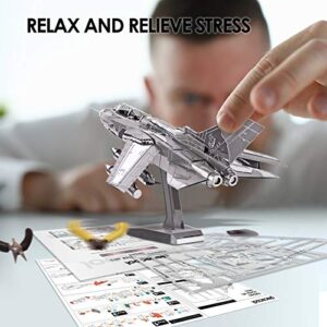 Piececool 3D Metal Puzzle for Adults, Tornado Fighter Jet Military Airplane Models Kits to Build for Teens Men Hobbies Toys DIY Brain Teaser Puzzles, Great Birthday Gifts, 83 Pcs