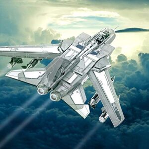 Piececool 3D Metal Puzzle for Adults, Tornado Fighter Jet Military Airplane Models Kits to Build for Teens Men Hobbies Toys DIY Brain Teaser Puzzles, Great Birthday Gifts, 83 Pcs