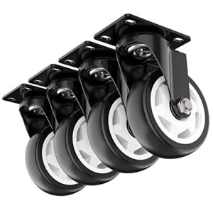 4 inch swivel caster wheels, heavy duty plate casters with no brake total capacity 1200lbs (pack of 4）