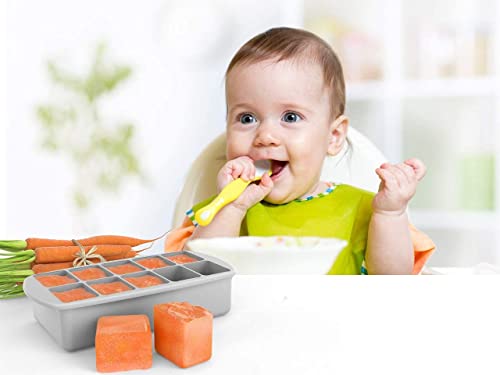 melii Silicone Baby Food Freezer Tray with Lid (Grey)