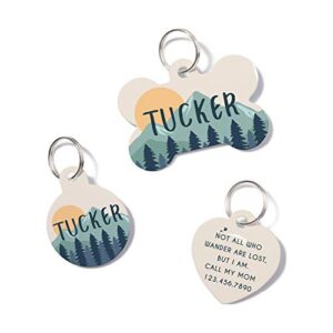 waaag personalized moutain landscape sunset sunrise pet id tags, dog tag, cat tag, name id tag, dog collar tag, cat collar tag
