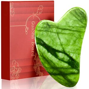 tigerstar facial tool, nature jade rose quartz gua sha massage tool a relaxing gua sha for jawline double chin, wrinkles and pain relief (green)