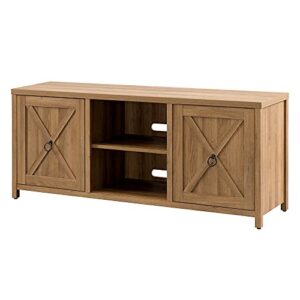 Henn&Hart Rectangular TV Stand for TV's up to 65" in Golden Oak, Electric Fireplace TV Stands for the Living Room