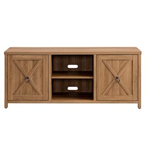 Henn&Hart Rectangular TV Stand for TV's up to 65" in Golden Oak, Electric Fireplace TV Stands for the Living Room