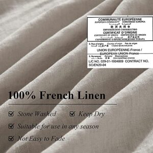 Ivellow Pure Linen Duvet Cover Set 100% Washed French Flax Natural Linen Duvet Cover Queen, 3 Pcs Soft Breathable Moisture Wicking Comfy Cooling Duvet Cover Set-1 Linen Queen Duvet Cover 2 Pillowcases