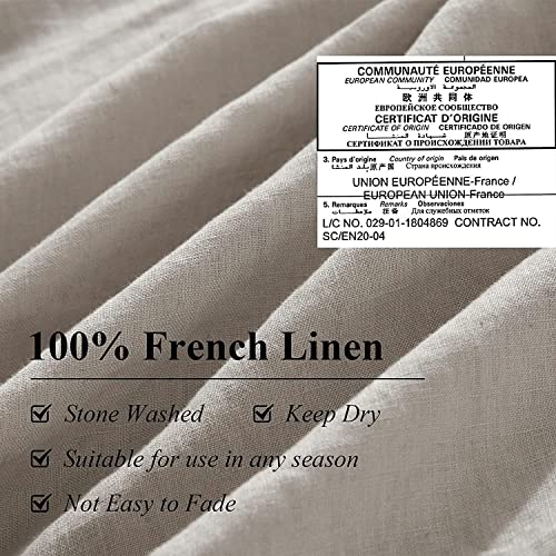 Ivellow Pure Linen Duvet Cover Set 100% Washed French Flax Natural Linen Duvet Cover Queen, 3 Pcs Soft Breathable Moisture Wicking Comfy Cooling Duvet Cover Set-1 Linen Queen Duvet Cover 2 Pillowcases