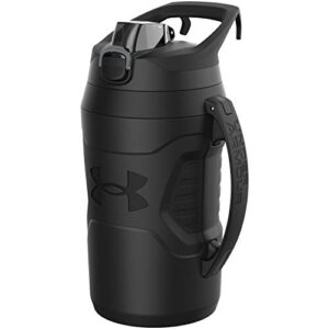 under armour playmaker sport jug, water bottle with handle, foam insulated & leak resistant, 64oz, black