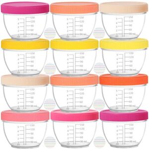 youngever 18 sets baby food storage, 6 ounce baby food containers with lids, 9 bright pink colors, with lids labels