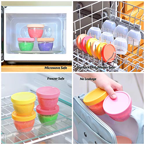 Youngever 18 Sets Baby Food Storage, 6 Ounce Baby Food Containers with Lids, 9 Bright Pink Colors, with Lids Labels