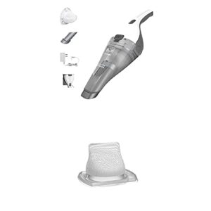 black+decker dustbuster handheld vacuum, cordless, white with replacement filter (hnvc215b10 & hnvcf10)