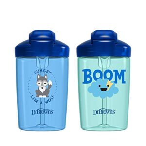 dr. brown’s milestones sippy cup with straw, blue, 12oz, 2 pack, 12m+