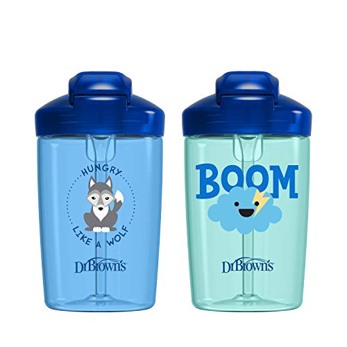 Dr. Brown’s Milestones Sippy Cup with Straw, Blue, 12oz, 2 Pack, 12m+