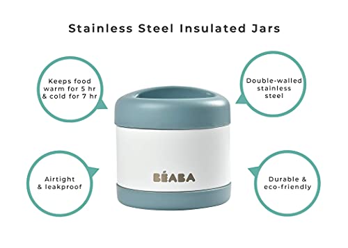 Beaba Stainless Steel Insulated Food Jar, 16 oz (Cloud)