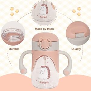 Bunnytoo Baby Sippy Cup with Weighted Straw - Ideal for 1+ Year Old and Transitioning Infants 6-12 Months - Spill-Proof and Easy to Hold with Handle - 8oz (Apricot)