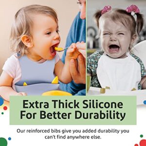 Lull Kids Silicone Bibs for Babies - Easy Clean Silicone Bibs With Food Catcher - Baby Eating Supplies, Waterproof Bibs - Silicone Baby Bibs For Girls, Baby Bibs For Boys, Toddler Bibs (Pink/Cream)