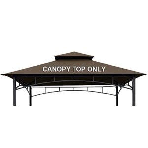 coastshade 8 x 5 grill bbq gazebo double tiered replacement canopy roof outdoor barbecue gazebo tent roof top,brown