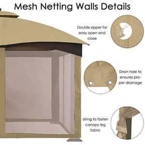 CoastShade Universal Replacement Canopy Mosquito Netting Screen Sidewalls Only for 10' x 12' Gazebo Canopy,Beige