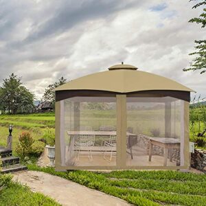 CoastShade Universal Replacement Canopy Mosquito Netting Screen Sidewalls Only for 10' x 12' Gazebo Canopy,Beige