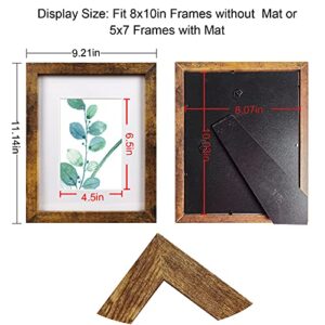 8x10 Picture Frame Brown Set of 6, Display Pictures 5x7 With mat or 8x10 Without Mat