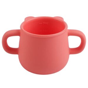 blue ginkgo silicone toddler cups - open cup for baby with handles | made in korea | 8oz training open cups for toddlers 1-3 (coral)