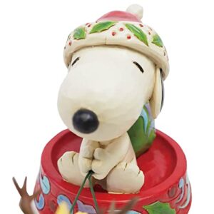 Enesco Peanuts by Jim Shore Santa Snoopy in a Dog Bowl Sled Figurine, 5.5 Inch, Multicolor