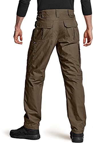 CQR Men's Tactical Pants, Water Resistant Ripstop Cargo Pants, Lightweight EDC Work Hiking Pants, Outdoor Apparel, Duratex Ripstop Tundra, 38W x 32L