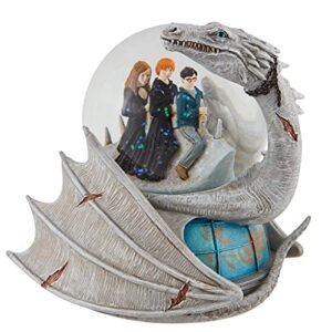 enesco harry potter, ron and hermoine riding ukranian ironbelly dragon water globe waterball, 5.71 inch, multicolor