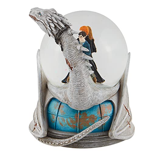 Enesco Harry Potter, Ron and Hermoine Riding Ukranian Ironbelly Dragon Water Globe Waterball, 5.71 Inch, Multicolor