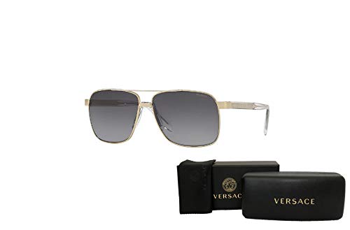 Versace VE2174 1252T3 59MM Pale Gold/Light Grey Gradient Grey Square Sunglasses for Men+ BUNDLE with Designer iWear Eyewear Care Kit