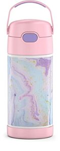 thermos funtainer 12 ounce stainless steel vacuum insulated kids straw bottle, dreamy