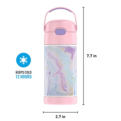 THERMOS FUNTAINER 12 Ounce Stainless Steel Vacuum Insulated Kids Straw Bottle, Dreamy