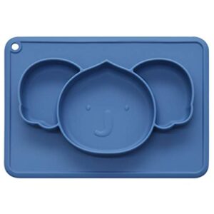 suction plate for babies, non-slip feeding silicone placemat for babies infants toddlers kids dishes, stick to high chair trays and table,microwave dishwasher safe (cute koala, baby blue)