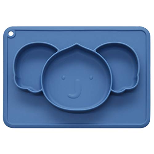 Suction Plate for Babies, Non-Slip Feeding Silicone Placemat for Babies Infants Toddlers Kids Dishes, Stick to High Chair Trays and Table,Microwave Dishwasher Safe (Cute Koala, Baby Blue)