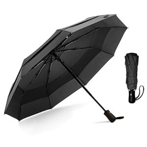 g4free 42 inch compact travel umbrella, windproof small folding backpack umbrella for rain, auto open and close button(black)