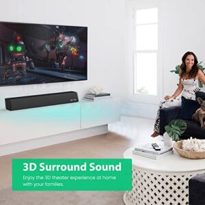 Bestisan Sound Bar, Home Audio TV Soundbar Speaker, Wireless Bluetooth 5.0 Soundbars for TV/PC/Projectors, Opt/Coax/Aux/USB,(24 Inch, 3 EQ Modes, 3D Surround Sound)