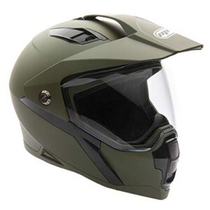 mmg helmet dual sport off road motorcycle dirt bike atv - flipup visor - model 23 (large, green)
