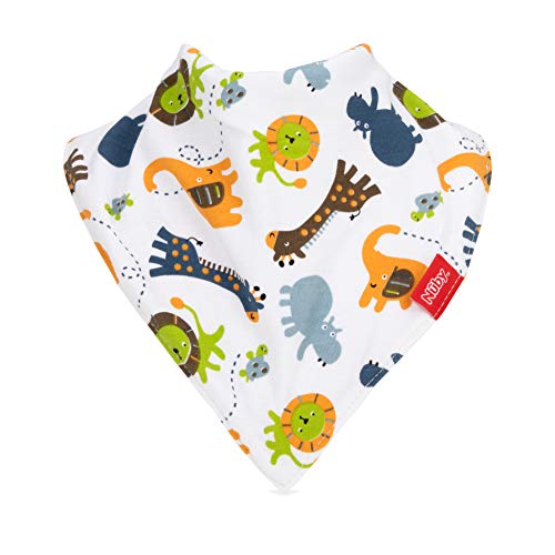 Nuby 2-pk Dribble Catcher Bandana bibs, Super Absorbent Drool Bib with Soft Comfort Neckline, Neutral