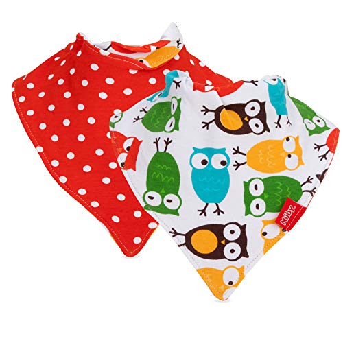 Nuby 2-pk Dribble Catcher Bandana bibs, Super Absorbent Drool Bib with Soft Comfort Neckline, Neutral