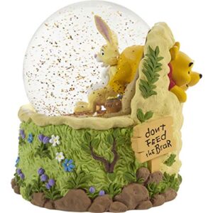 precious moments 203704 disney don’t feed the bear winnie the pooh resin/glass musical snow globe, multicolor