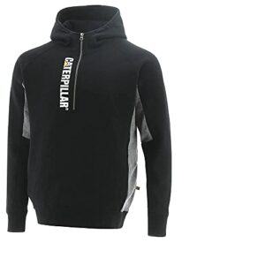 caterpillar men's classic fit 1/4 zip hooded sweatshirt, black, x-large