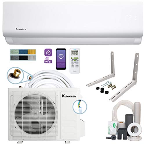 Klimaire DIY 12,000 BTU 20 SEER Mini Split Heat Pump Air Conditioner w/ 25-ft Pre-Charged Installation Kit - 115V