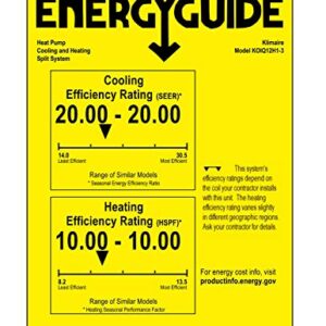 Klimaire DIY 12,000 BTU 20 SEER Mini Split Heat Pump Air Conditioner w/ 25-ft Pre-Charged Installation Kit - 115V