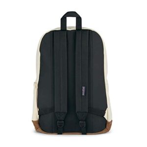 JanSport Right Pack Backpack - Travel, Work, or Laptop Bookbag with Leather Bottom, Coconut