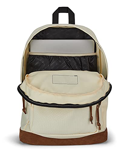 JanSport Right Pack Backpack - Travel, Work, or Laptop Bookbag with Leather Bottom, Coconut