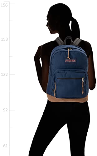 JanSport Right Pack Backpack - Travel, Work, or Laptop Bookbag with Leather Bottom, Navy