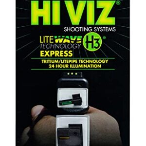 Hiviz Litewave H3 Tritium Express Handgun Sight Green/Orange Litepipes White Front Ring S&W Sheild