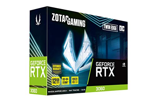 ZOTAC Gaming GeForce RTX 3060 Twin Edge OC 12GB GDDR6 192-bit 15 Gbps PCIE 4.0 Graphics Card, IceStorm 2.0 Cooling, Active Fan Control, Freeze Fan Stop ZT-A30600H-10M