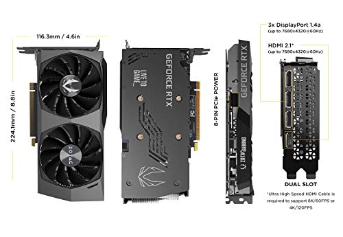 ZOTAC Gaming GeForce RTX 3060 Twin Edge OC 12GB GDDR6 192-bit 15 Gbps PCIE 4.0 Graphics Card, IceStorm 2.0 Cooling, Active Fan Control, Freeze Fan Stop ZT-A30600H-10M